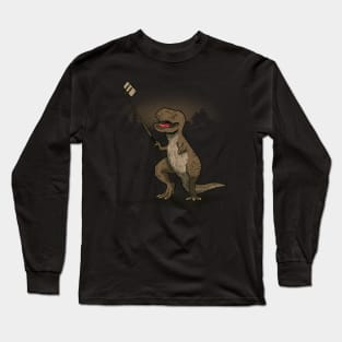 Funny Cute T-Rex Dinosaur Taking Selfie Funny Gift For Dinosaur Lovers Long Sleeve T-Shirt